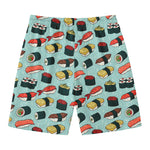 Colorful Sushi And Rolls Pattern Print Men's Swim Trunks