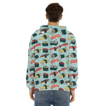 Colorful Sushi And Rolls Pattern Print Men's Velvet Pullover Hoodie