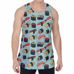 Colorful Sushi And Rolls Pattern Print Men's Velvet Tank Top