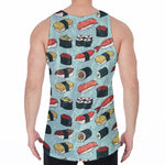 Colorful Sushi And Rolls Pattern Print Men's Velvet Tank Top