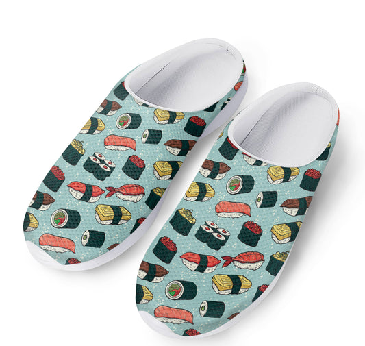 Colorful Sushi And Rolls Pattern Print Mesh Casual Shoes