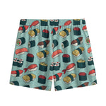 Colorful Sushi And Rolls Pattern Print Mesh Shorts