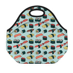 Colorful Sushi And Rolls Pattern Print Neoprene Lunch Bag