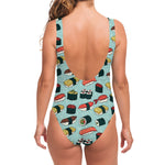 Colorful Sushi And Rolls Pattern Print One Piece Swimsuit