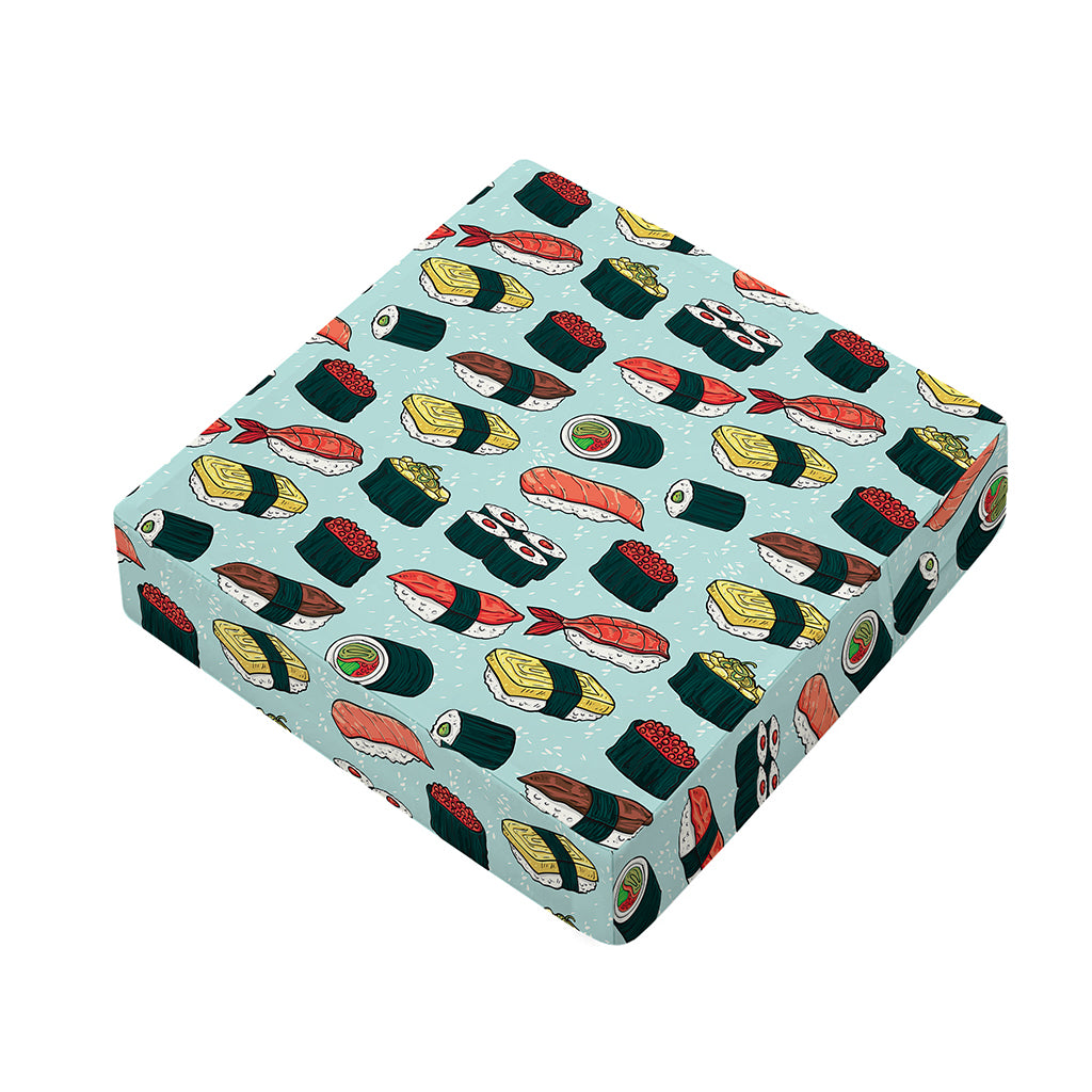 Colorful Sushi And Rolls Pattern Print Outdoor Seat Cushion Cover