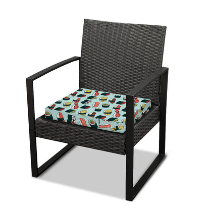 Colorful Sushi And Rolls Pattern Print Outdoor Seat Cushion Cover
