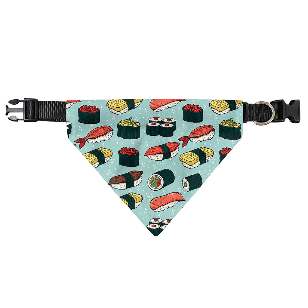 Colorful Sushi And Rolls Pattern Print Over The Collar Dog Bandana