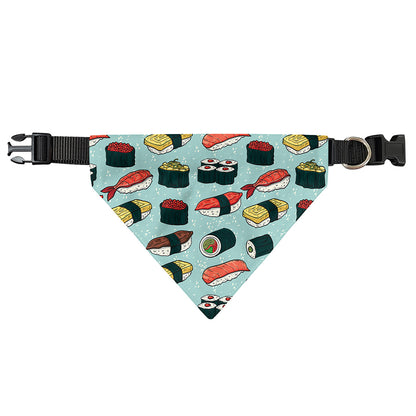 Colorful Sushi And Rolls Pattern Print Over The Collar Dog Bandana