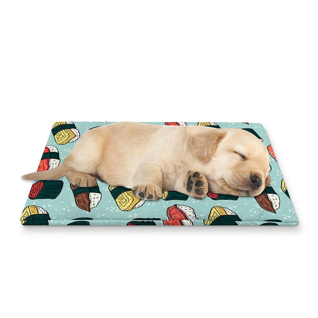 Colorful Sushi And Rolls Pattern Print Pet Cooling Mat Cover