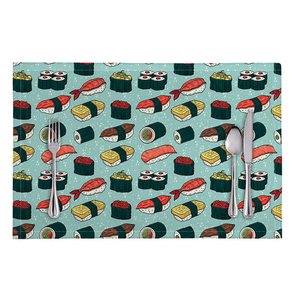 Colorful Sushi And Rolls Pattern Print Placemat