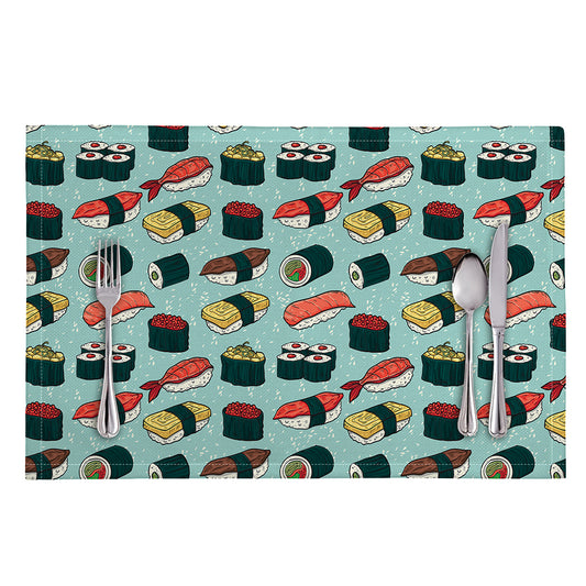 Colorful Sushi And Rolls Pattern Print Placemat