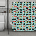 Colorful Sushi And Rolls Pattern Print Polyester Shower Curtain