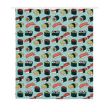 Colorful Sushi And Rolls Pattern Print Polyester Shower Curtain