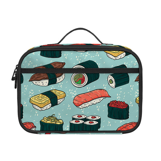 Colorful Sushi And Rolls Pattern Print Portable Lunch Bag