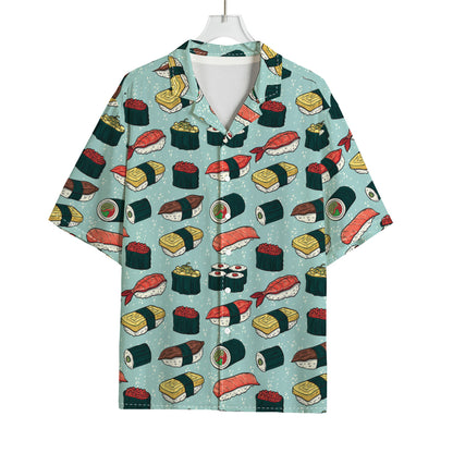 Colorful Sushi And Rolls Pattern Print Rayon Hawaiian Shirt
