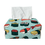Colorful Sushi And Rolls Pattern Print Rectangle Tissue Box Cover