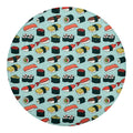 Colorful Sushi And Rolls Pattern Print Round Blanket