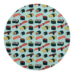 Colorful Sushi And Rolls Pattern Print Round Blanket