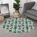 Colorful Sushi And Rolls Pattern Print Round Rug