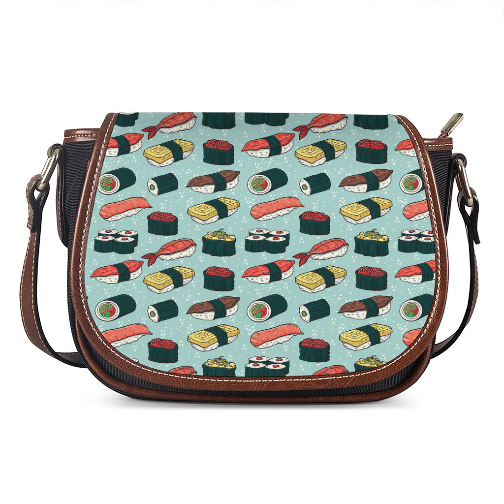 Colorful Sushi And Rolls Pattern Print Saddle Bag
