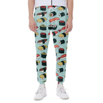 Colorful Sushi And Rolls Pattern Print Scuba Joggers