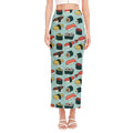 Colorful Sushi And Rolls Pattern Print Side Slit Maxi Skirt