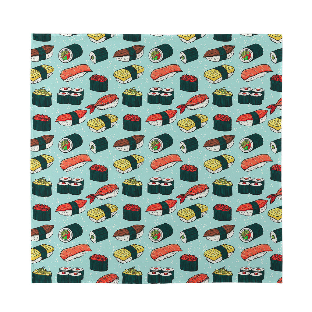 Colorful Sushi And Rolls Pattern Print Silk Bandana