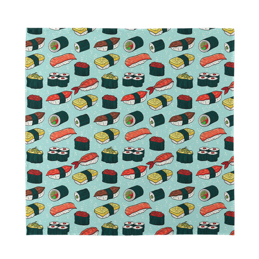 Colorful Sushi And Rolls Pattern Print Silk Bandana