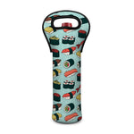 Colorful Sushi And Rolls Pattern Print Single Neoprene Wine Tote