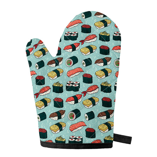 Colorful Sushi And Rolls Pattern Print Single Oven Mitt