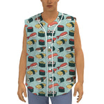 Colorful Sushi And Rolls Pattern Print Sleeveless Baseball Jersey