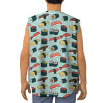 Colorful Sushi And Rolls Pattern Print Sleeveless Baseball Jersey