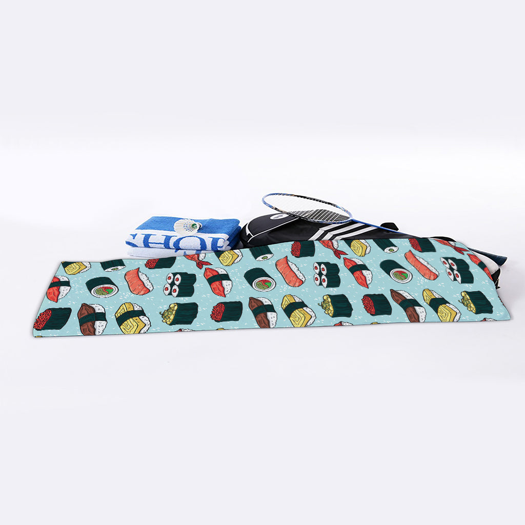 Colorful Sushi And Rolls Pattern Print Sports Towel