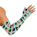Colorful Sushi And Rolls Pattern Print Sun Protection Arm Sleeves