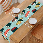Colorful Sushi And Rolls Pattern Print Table Runner