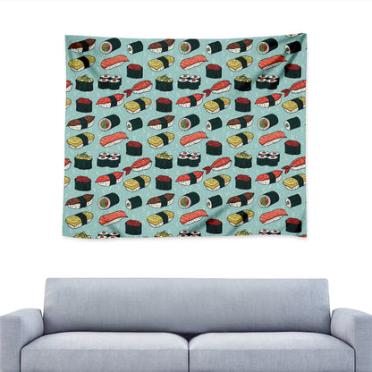 Colorful Sushi And Rolls Pattern Print Tapestry