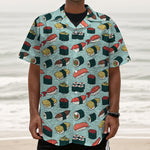 Colorful Sushi And Rolls Pattern Print Textured Short Sleeve Shirt