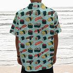 Colorful Sushi And Rolls Pattern Print Textured Short Sleeve Shirt
