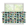 Colorful Sushi And Rolls Pattern Print Tier Curtains