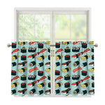 Colorful Sushi And Rolls Pattern Print Tier Curtains