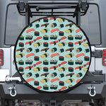 Colorful Sushi And Rolls Pattern Print Tire Cover