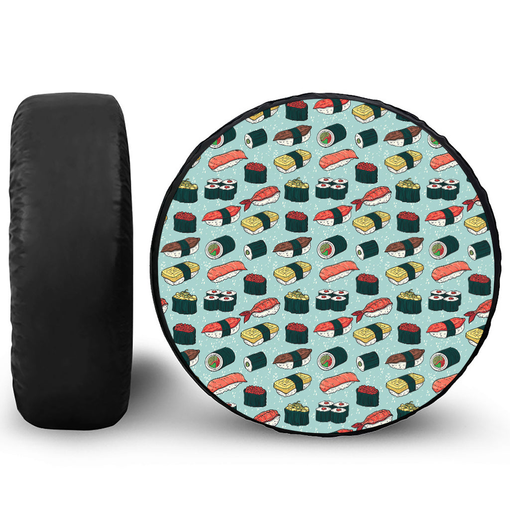 Colorful Sushi And Rolls Pattern Print Tire Cover