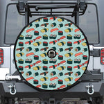 Colorful Sushi And Rolls Pattern Print Tire Cover With Camera Hole