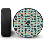Colorful Sushi And Rolls Pattern Print Tire Cover With Camera Hole