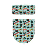 Colorful Sushi And Rolls Pattern Print Toilet Lid And Tank Cover Set