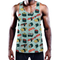 Colorful Sushi And Rolls Pattern Print Men's Workout Tank Top