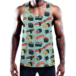 Colorful Sushi And Rolls Pattern Print Training Tank Top
