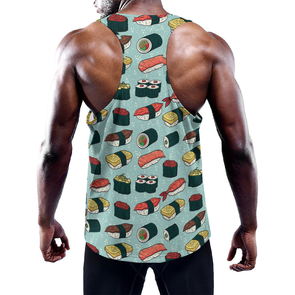 Colorful Sushi And Rolls Pattern Print Training Tank Top