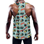 Colorful Sushi And Rolls Pattern Print Training Tank Top
