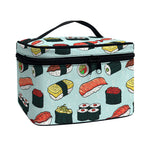 Colorful Sushi And Rolls Pattern Print Travel Makeup Bag
